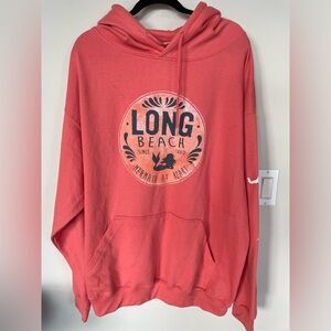 NWT Retro Vision Women Fleece Hoodie Size XL Pink Long Beach